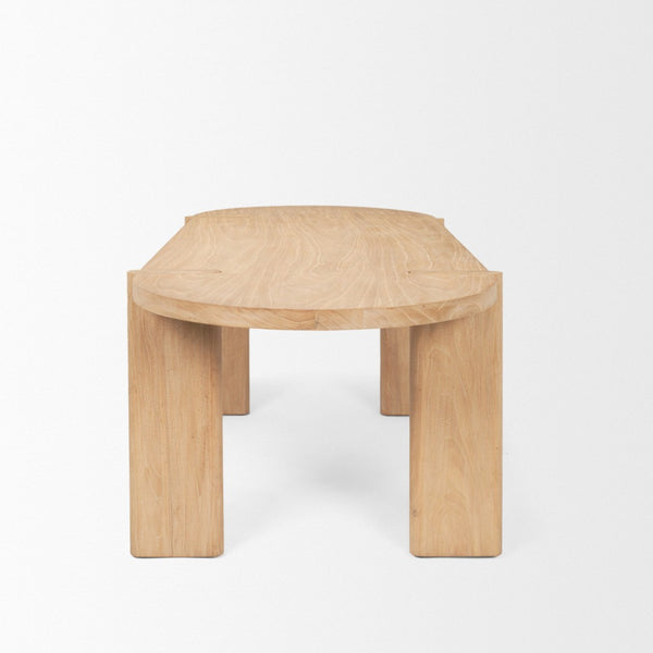 HomeRoots 91" Light Brown Oval Dining Table - Elegant Elm Wood Design, Seats 6, Perfect for Entertaining & Work 604024