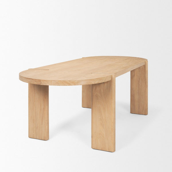 HomeRoots 91" Light Brown Oval Dining Table - Elegant Elm Wood Design, Seats 6, Perfect for Entertaining & Work 604024