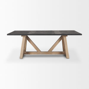 HomeRoots 84" Solid Wood Trestle Dining Table with Two-Tone Finish - Stylish, Durable, and Versatile Design 604025