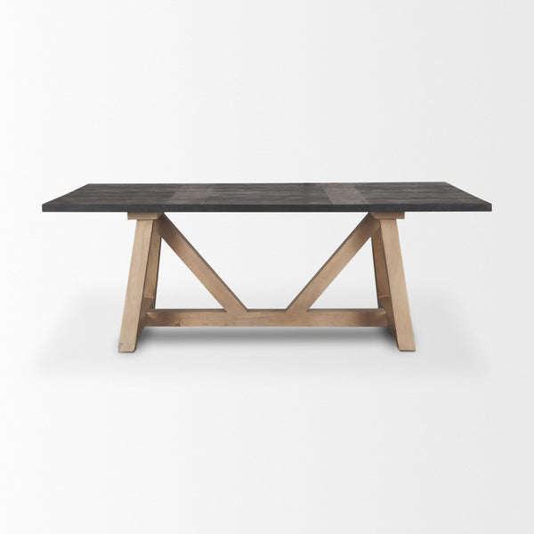 HomeRoots 84" Solid Wood Trestle Dining Table with Two-Tone Finish - Stylish, Durable, and Versatile Design 604025