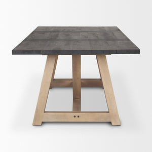 HomeRoots 84" Solid Wood Trestle Dining Table with Two-Tone Finish - Stylish, Durable, and Versatile Design 604025