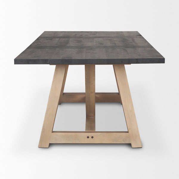 HomeRoots 84" Solid Wood Trestle Dining Table with Two-Tone Finish - Stylish, Durable, and Versatile Design 604025