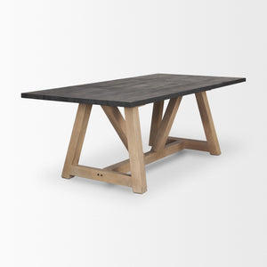 HomeRoots 84" Solid Wood Trestle Dining Table with Two-Tone Finish - Stylish, Durable, and Versatile Design 604025