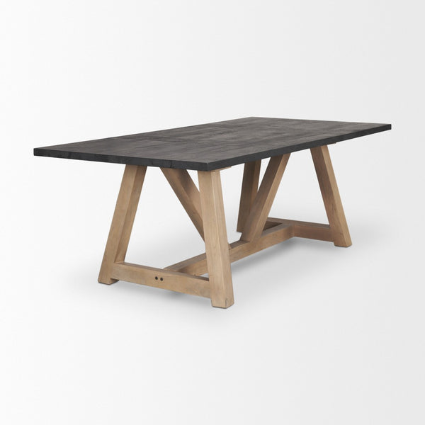 HomeRoots 84" Solid Wood Trestle Dining Table with Two-Tone Finish - Stylish, Durable, and Versatile Design 604025