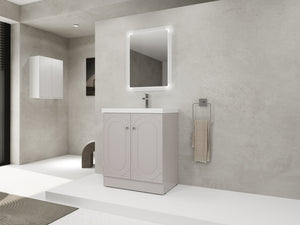 English Elm 30" Freestanding 30" Freestanding Bathroom Vanity with White Resin Sink, Soft-Close Doors, 3 Handles, Adjustable Shelf, Eco Plywood Finish W999S00335