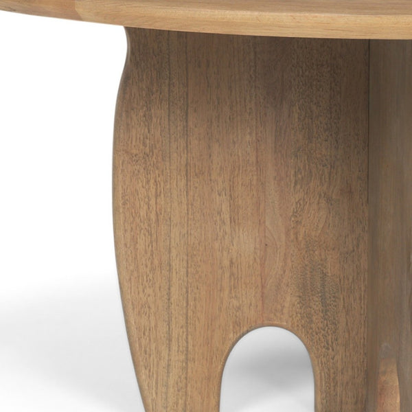 HomeRoots 59" Brown Solid Wood Round Dining Table with Elegant Pedestal Base for Family Gatherings & Meals 604027