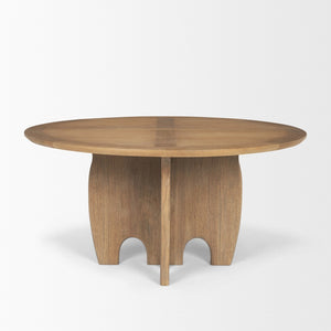 HomeRoots 59" Brown Solid Wood Round Dining Table with Elegant Pedestal Base for Family Gatherings & Meals 604027