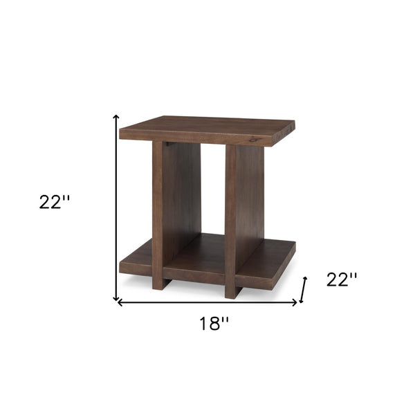 HomeRoots 22" Solid Wood Sled End Table - Modern Design with Shelf for Versatile Use in Any Room Decor 604028