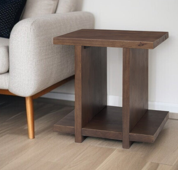 HomeRoots 22" Solid Wood Sled End Table - Modern Design with Shelf for Versatile Use in Any Room Decor 604028