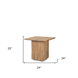 Homeroots 22" Brown Solid Wood Square Block End Table - Versatile Accent For Living Room Or Bedroom Decor   604029