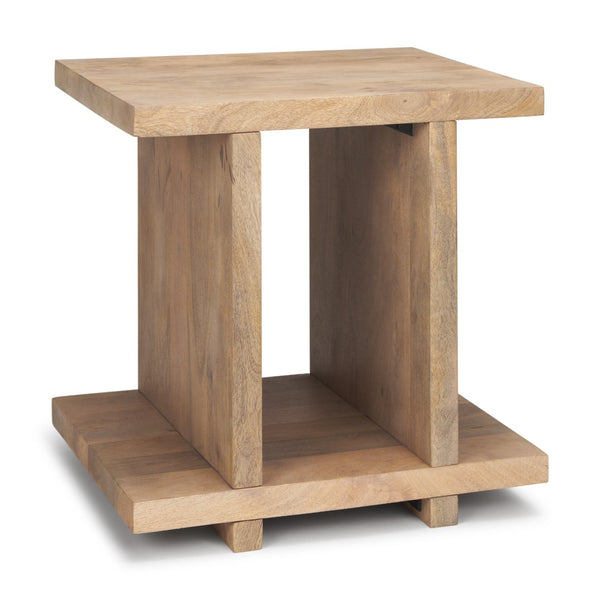 HomeRoots 22" Brown Solid Wood Sled End Table with Shelf – Modern Design, Versatile Storage for Any Room 604030