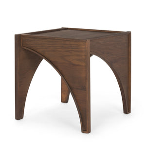 HomeRoots 24" Brown Wood Arched Square End Table – Modern Accent for Living Room, Bedroom & Entryway Decor 604035