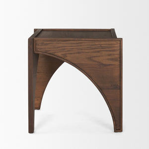HomeRoots 24" Brown Wood Arched Square End Table – Modern Accent for Living Room, Bedroom & Entryway Decor 604035