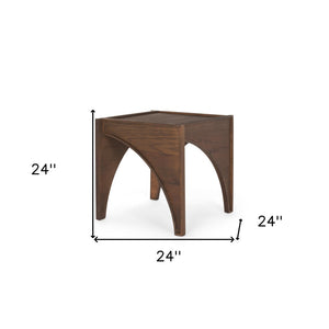 HomeRoots 24" Brown Wood Arched Square End Table – Modern Accent for Living Room, Bedroom & Entryway Decor 604035