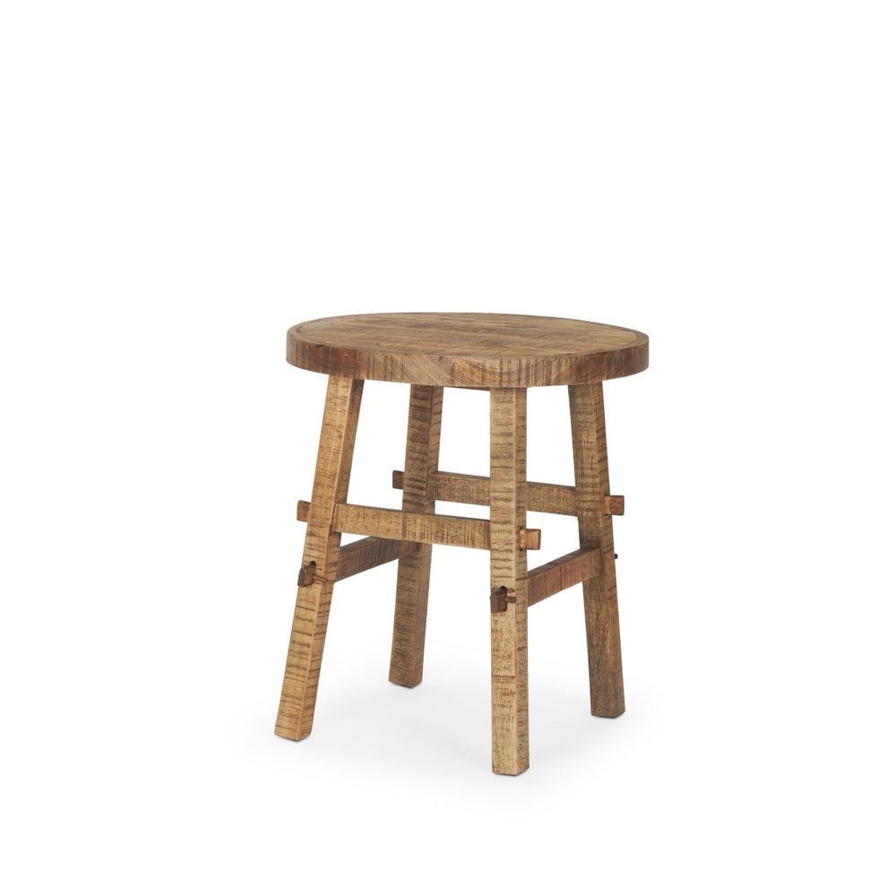HomeRoots 23" Brown Distressed Solid Wood End Table - Rustic Mango Wood Nightstand with Vintage Charm & Style 604036