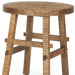 HomeRoots 23" Brown Distressed Solid Wood End Table - Rustic Mango Wood Nightstand with Vintage Charm & Style 604036
