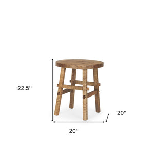 HomeRoots 23" Brown Distressed Solid Wood End Table - Rustic Mango Wood Nightstand with Vintage Charm & Style 604036