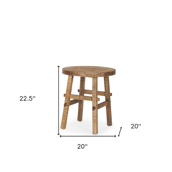 HomeRoots 23" Brown Distressed Solid Wood End Table - Rustic Mango Wood Nightstand with Vintage Charm & Style 604036