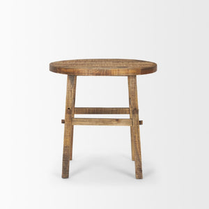 26 Inch Solid Wood End Table with Rustic Distressed Finish for Living Room Decor