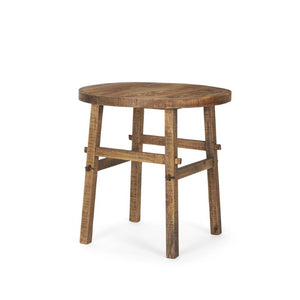 26 Inch Solid Wood End Table with Rustic Distressed Finish for Living Room Decor
