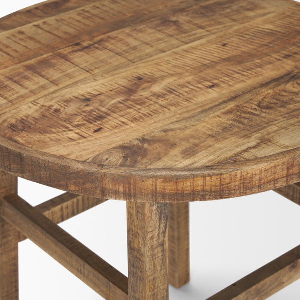 26 Inch Solid Wood End Table with Rustic Distressed Finish for Living Room Decor