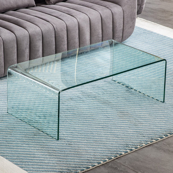 HomeRoots 22" Unfinished Mirrored Glass Abstract Coffee Table - Stylish Centerpiece for Modern Living Spaces 604042