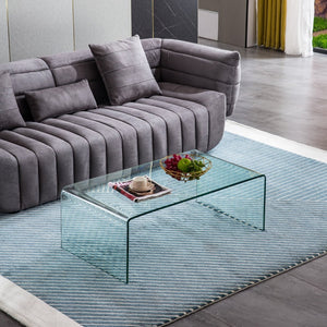 HomeRoots 22" Unfinished Mirrored Glass Abstract Coffee Table - Stylish Centerpiece for Modern Living Spaces 604042
