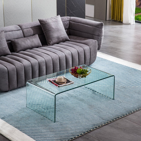 HomeRoots 22" Unfinished Mirrored Glass Abstract Coffee Table - Stylish Centerpiece for Modern Living Spaces 604042