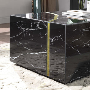 HomeRoots 47" White Marble Coffee Table with Solid Wood Base - Modern Design for Stylish Living Spaces 604043