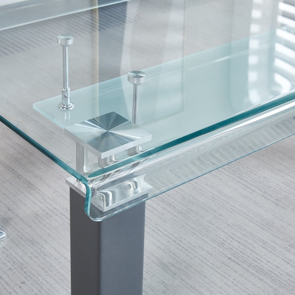 HomeRoots 47" Sleek Gray Mirrored Glass & Steel Coffee Table – Modern Glam Centerpiece for Any Living Space 604056