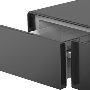 HomeRoots 18" Brown And Black End Table with USB Port, Two Drawers, and Reclaimed Wood Design for Small Spaces 604057