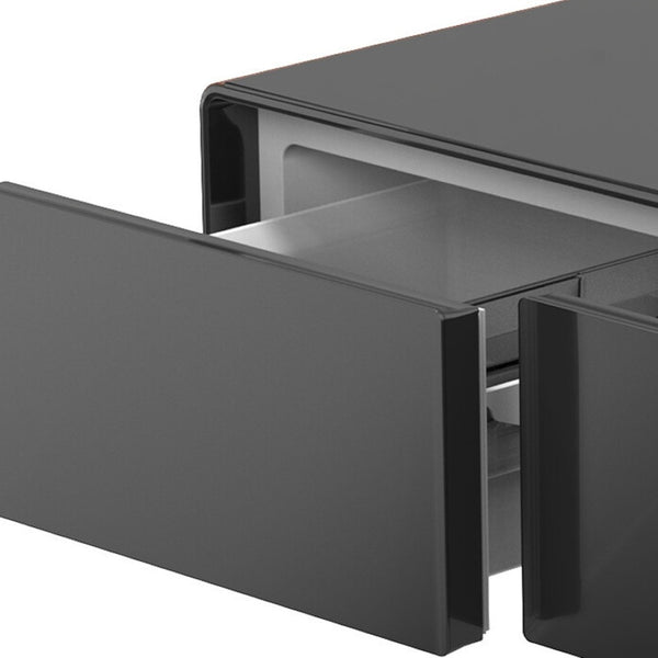 HomeRoots 18" Brown And Black End Table with USB Port, Two Drawers, and Reclaimed Wood Design for Small Spaces 604057