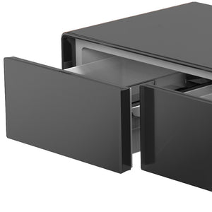 HomeRoots 18" Brown And Black End Table with USB Port, Two Drawers, and Reclaimed Wood Design for Small Spaces 604057