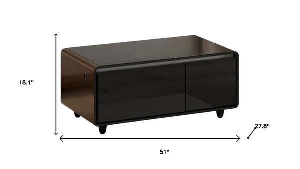 HomeRoots 18" Brown And Black End Table with USB Port, Two Drawers, and Reclaimed Wood Design for Small Spaces 604057