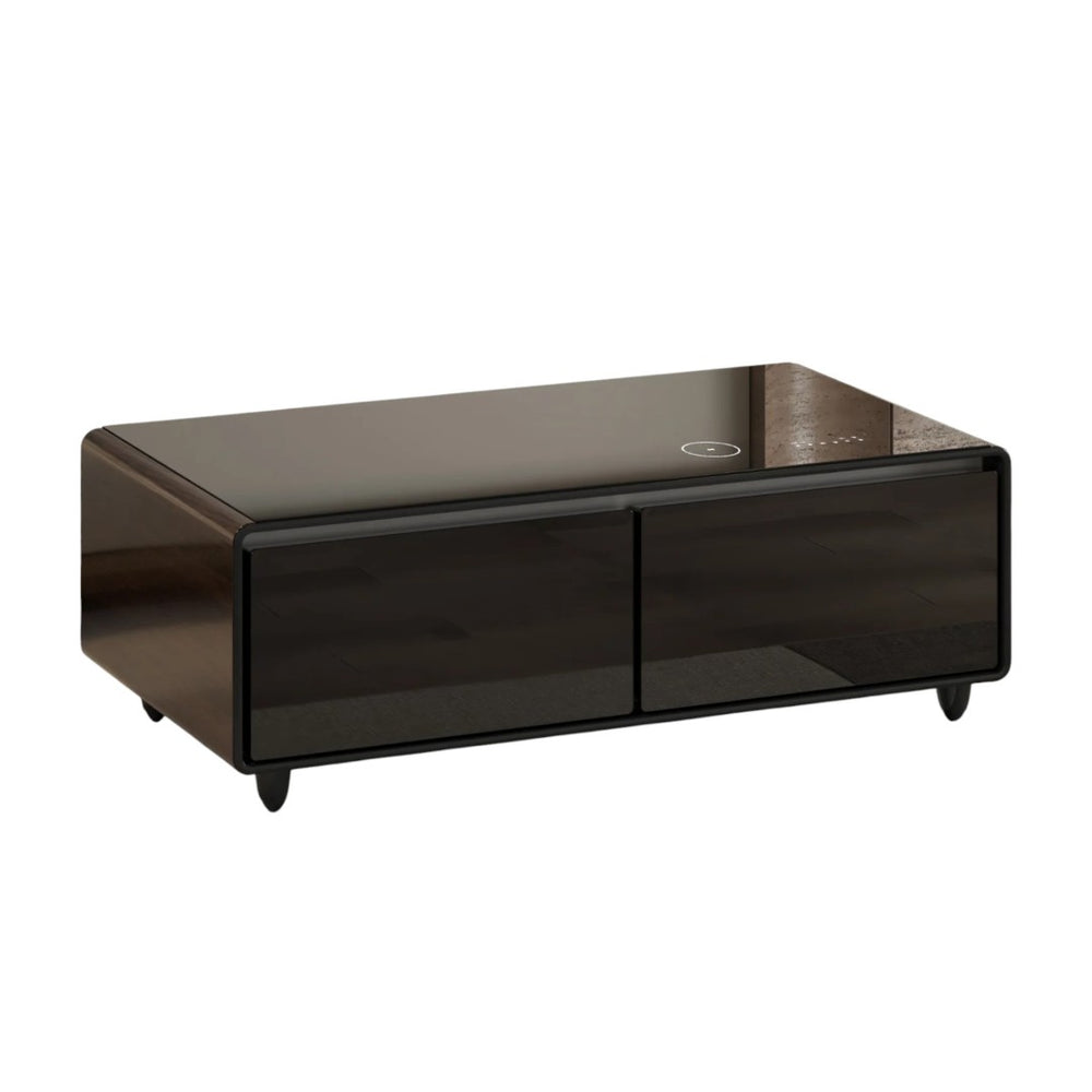 HomeRoots 18" Brown And Black End Table with USB Port, Two Drawers, and Reclaimed Wood Design for Small Spaces 604057