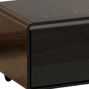 HomeRoots 18" Rustic Brown & Black End Table with USB Port, Two Drawers for Storage, Perfect Nightstand Option 604058