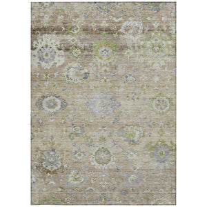 Homeroots 3' Beige Gray And Green Floral Washable Rug - Durable Indoor Outdoor Accent For Stylish Spaces 3' X 5' Polyester 604060