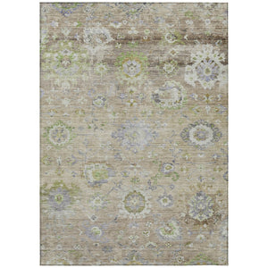 HomeRoots 5' Floral Indoor Outdoor Area Rug in Beige, Gray & Green - Durable, Washable, Versatile Design 5' X 8' 604061