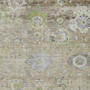 Homeroots 3' Beige Gray And Green Floral Washable Rug - Durable Indoor Outdoor Accent For Stylish Spaces 8' X 10' Polyester 604063