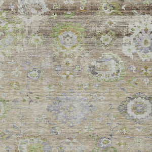 Homeroots 3' Beige Gray And Green Floral Washable Rug - Durable Indoor Outdoor Accent For Stylish Spaces 9' X 12' Polyester 604064