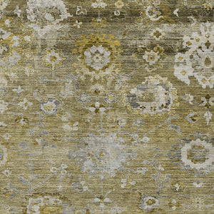 Homeroots 3' Beige Gray And Green Floral Washable Rug - Durable Indoor Outdoor Accent For Stylish Spaces 3' X 5' Polyester 604066