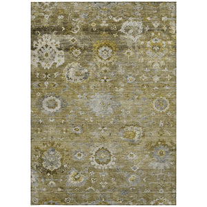Homeroots 3' Beige Gray And Green Floral Washable Rug - Durable Indoor Outdoor Accent For Stylish Spaces 5' X 8' Polyester 604067