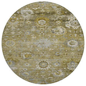 HomeRoots 5' Floral Indoor Outdoor Area Rug - Durable, Washable, Stain-Resistant Design for Homes & Patios 8' Round 604068