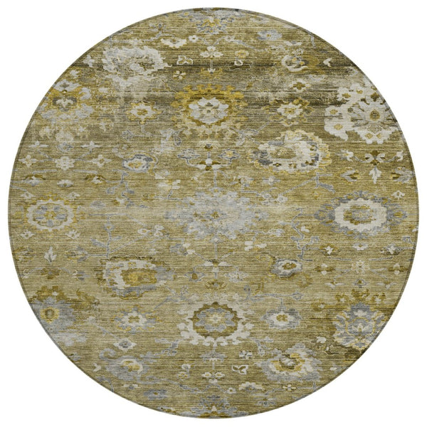 HomeRoots 5' Floral Indoor Outdoor Area Rug - Durable, Washable, Stain-Resistant Design for Homes & Patios 8' Round 604068