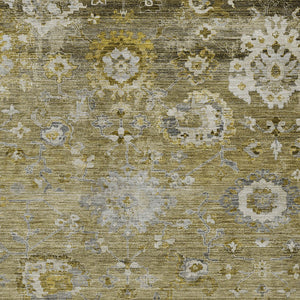 Homeroots 3' Beige Gray And Green Floral Washable Rug - Durable Indoor Outdoor Accent For Stylish Spaces 8' X 10' Polyester 604069