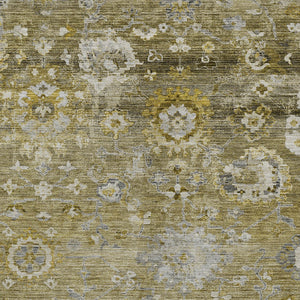 Homeroots 3' Beige Gray And Green Floral Washable Rug - Durable Indoor Outdoor Accent For Stylish Spaces 9' X 12' Polyester 604070