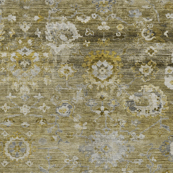 Homeroots 3' Beige Gray And Green Floral Washable Rug - Durable Indoor Outdoor Accent For Stylish Spaces 9' X 12' Polyester 604070
