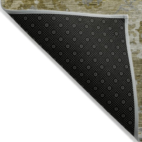 Homeroots 3' Beige Gray And Green Floral Washable Rug - Durable Indoor Outdoor Accent For Stylish Spaces 10' X 14' Polyester 604071