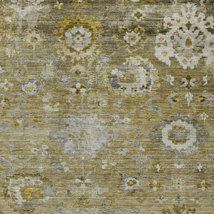 Homeroots 3' Beige Gray And Green Floral Washable Rug - Durable Indoor Outdoor Accent For Stylish Spaces 10' X 14' Polyester 604071