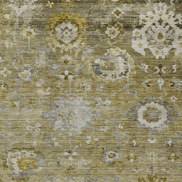 Homeroots 3' Beige Gray And Green Floral Washable Rug - Durable Indoor Outdoor Accent For Stylish Spaces 10' X 14' Polyester 604071